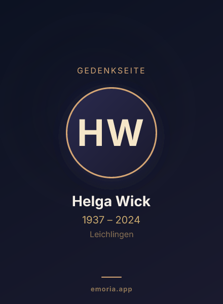 Gedenkportrait von Helga Wick