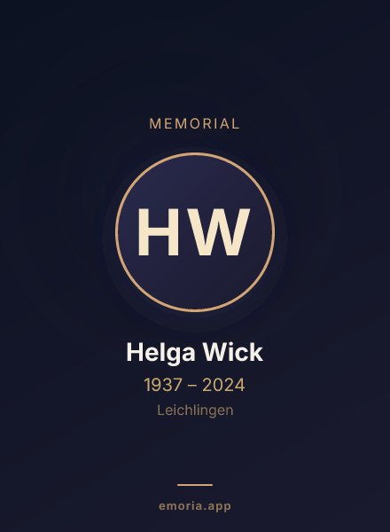 Memorial portrait of Helga Wick