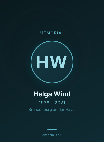 Memorial portrait of Helga Wind