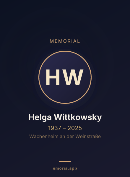 Memorial portrait of Helga Wittkowsky