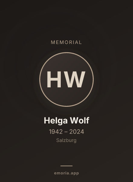 Memorial portrait of Helga Wolf
