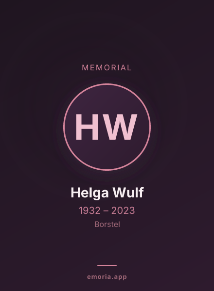 Memorial portrait of Helga Wulf
