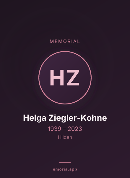 Memorial portrait of Helga Ziegler-Kohne
