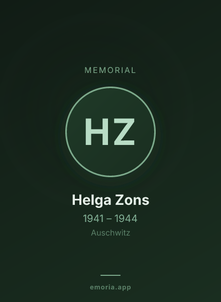 Memorial portrait of Helga Zons