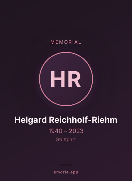 Memorial portrait of Helgard Reichholf-Riehm