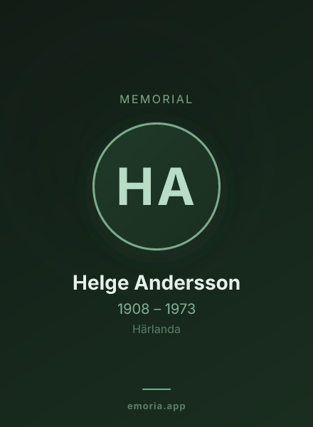 Memorial portrait of Helge Andersson