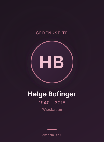 Gedenkportrait von Helge Bofinger