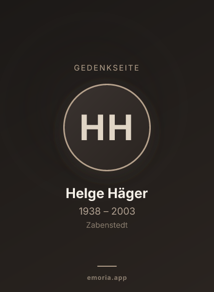 Gedenkportrait von Helge Häger