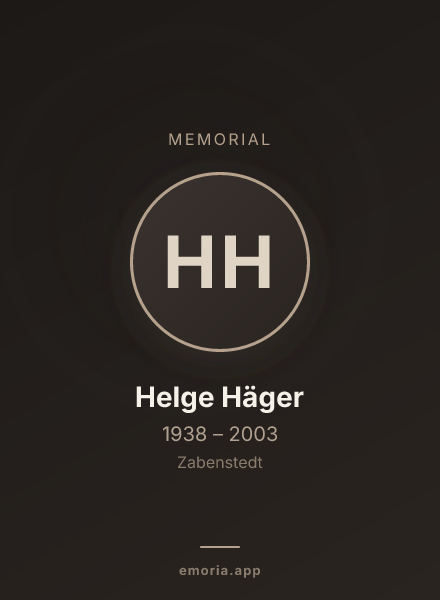 Memorial portrait of Helge Häger