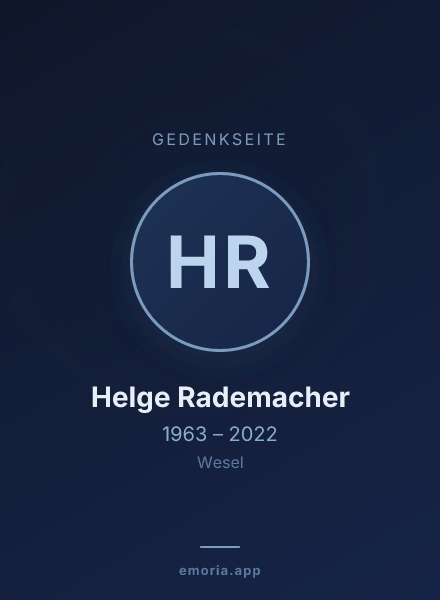 Gedenkportrait von Helge Rademacher