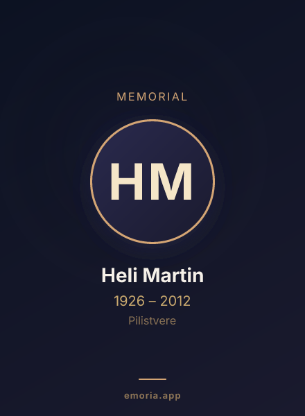 Memorial portrait of Heli Martin