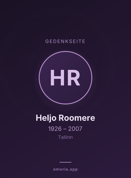 Gedenkportrait von Heljo Roomere