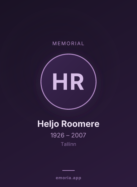 Memorial portrait of Heljo Roomere