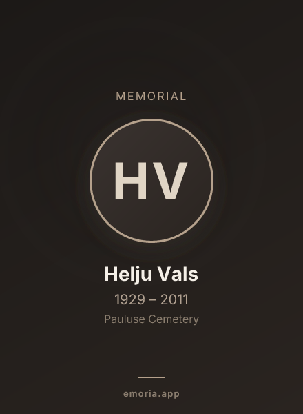 Memorial portrait of Helju Vals