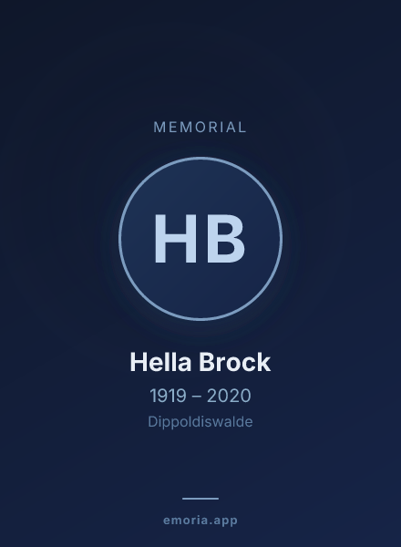 Memorial portrait of Hella Brock