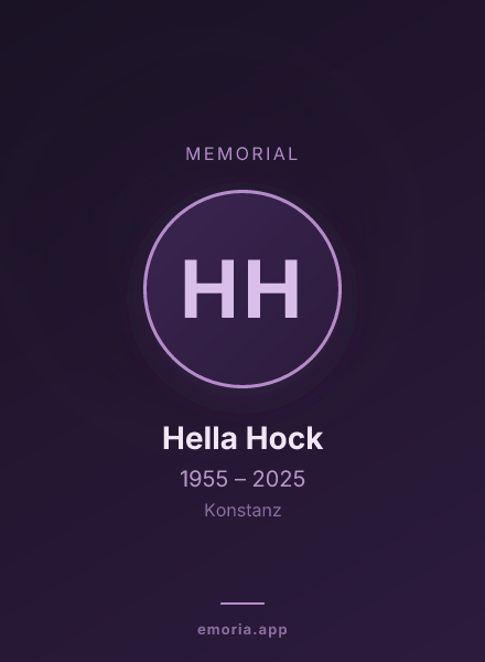 Memorial portrait of Hella Hock