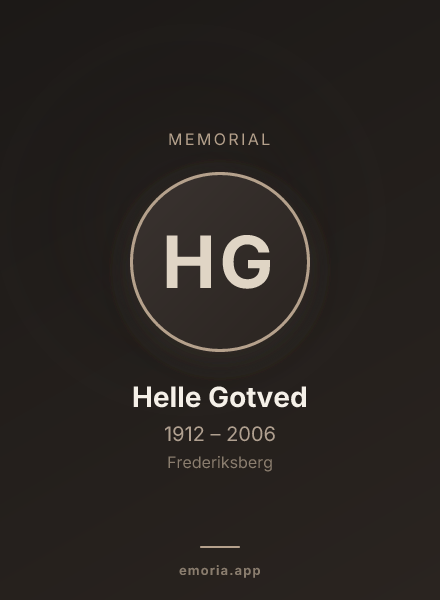 Memorial portrait of Helle Gotved
