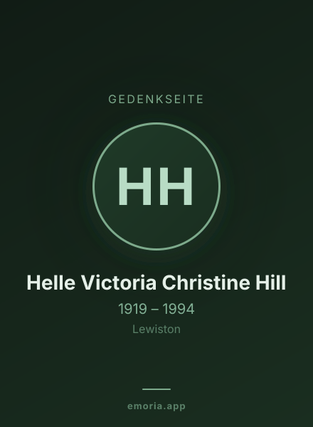 Gedenkportrait von Helle Victoria Christine Hill
