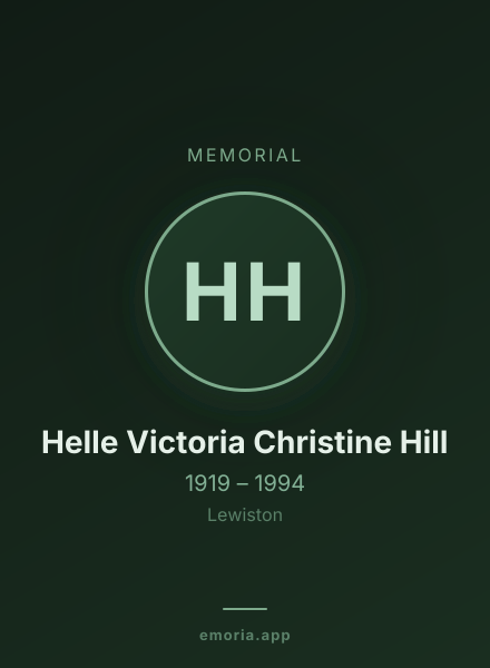 Memorial portrait of Helle Victoria Christine Hill