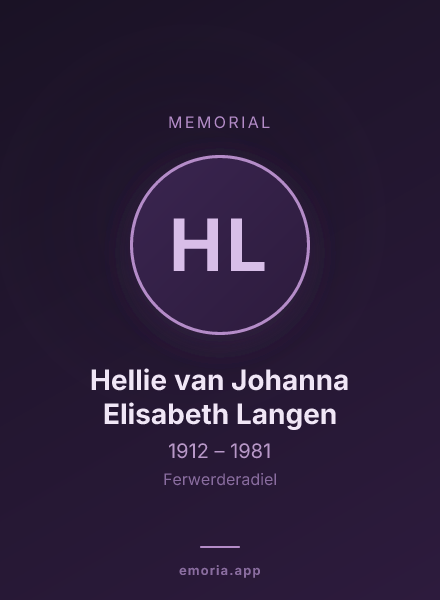 Memorial portrait of Hellie van Johanna Elisabeth Langen