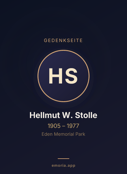 Gedenkportrait von Hellmut W. Stolle
