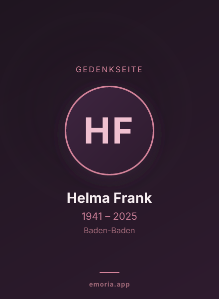 Gedenkportrait von Helma Frank