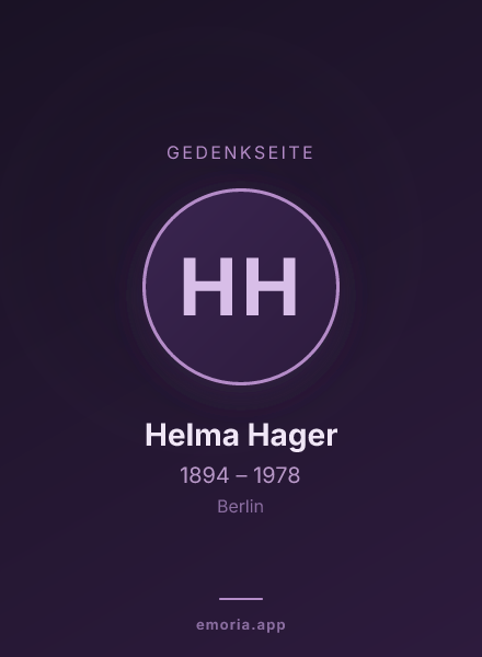 Gedenkportrait von Helma Hager