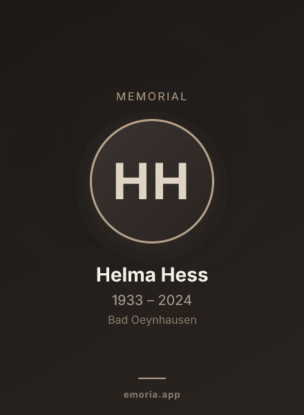 Memorial portrait of Helma Hess