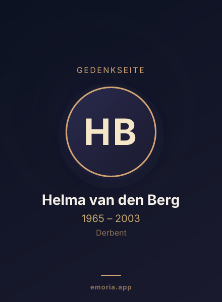 Gedenkportrait von Helma van den Berg