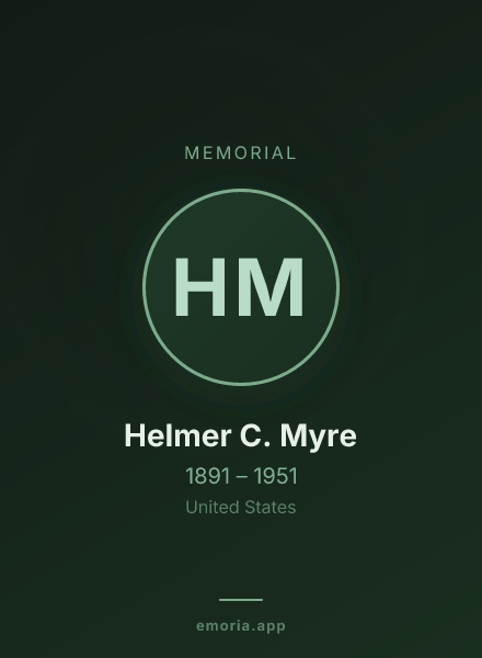 Memorial portrait of Helmer C. Myre