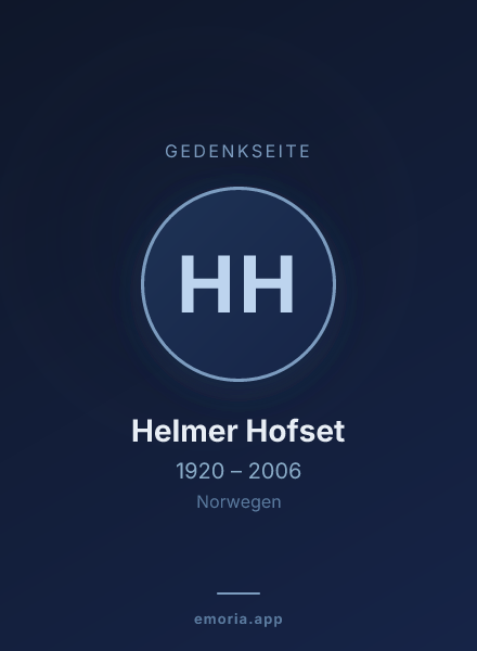 Gedenkportrait von Helmer Hofset