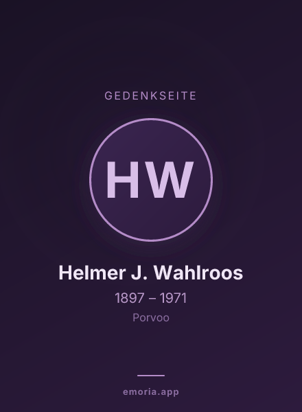 Gedenkportrait von Helmer J. Wahlroos