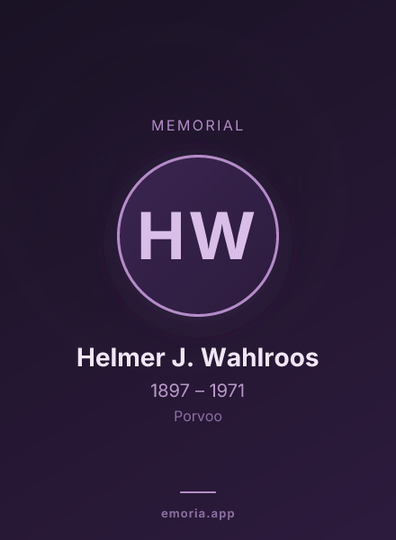 Memorial portrait of Helmer J. Wahlroos