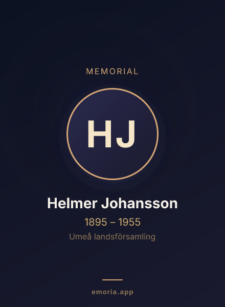 Memorial portrait of Helmer Johansson