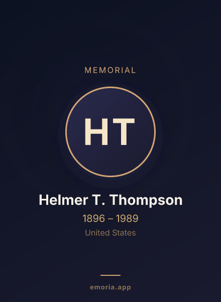 Memorial portrait of Helmer T. Thompson