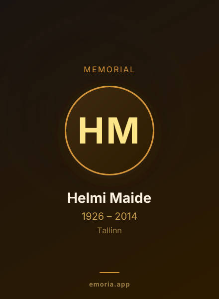 Memorial portrait of Helmi Maide
