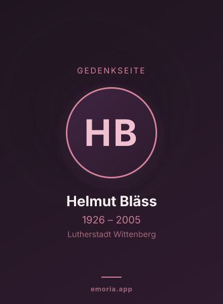 Gedenkportrait von Helmut Bläss