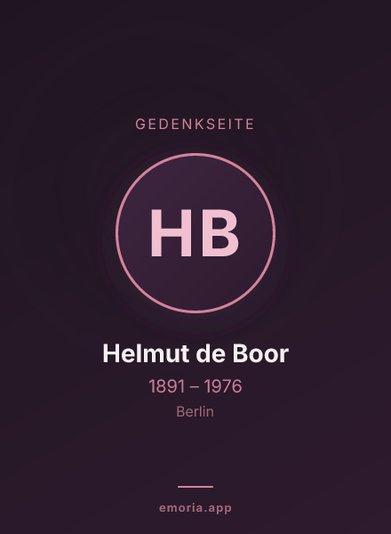 Gedenkportrait von Helmut de Boor