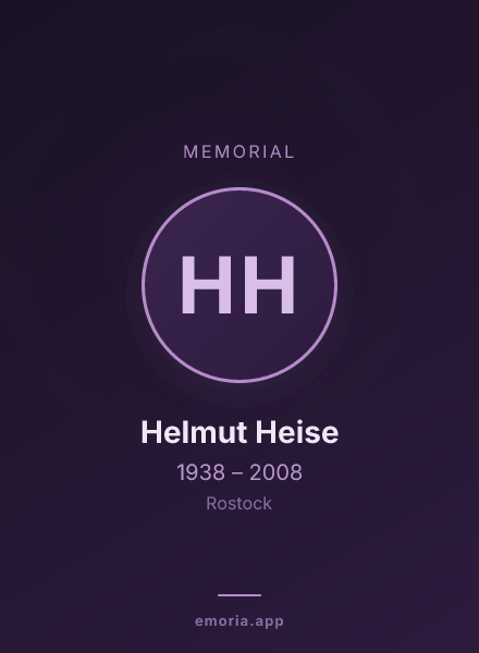 Memorial portrait of Helmut Heise