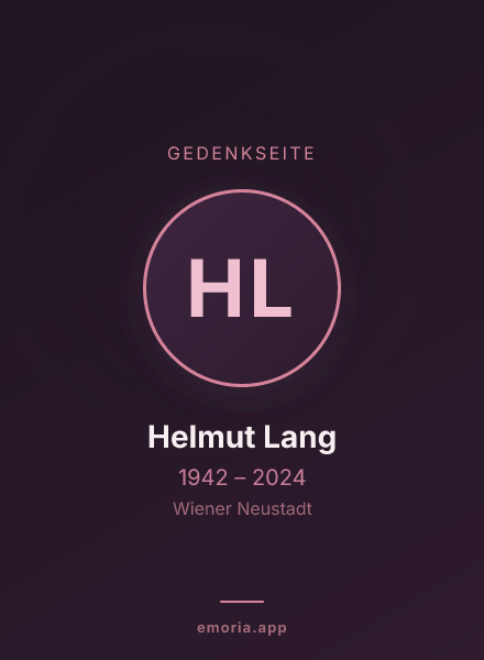 Gedenkportrait von Helmut Lang