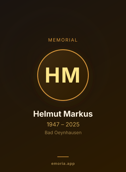 Memorial portrait of Helmut Markus