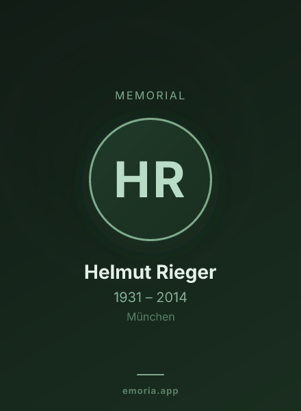 Memorial portrait of Helmut Rieger