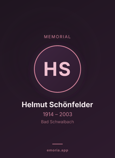 Memorial portrait of Helmut Schönfelder