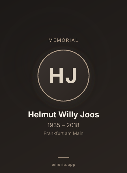 Memorial portrait of Helmut Willy Joos