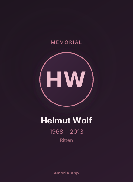 Memorial portrait of Helmut Wolf