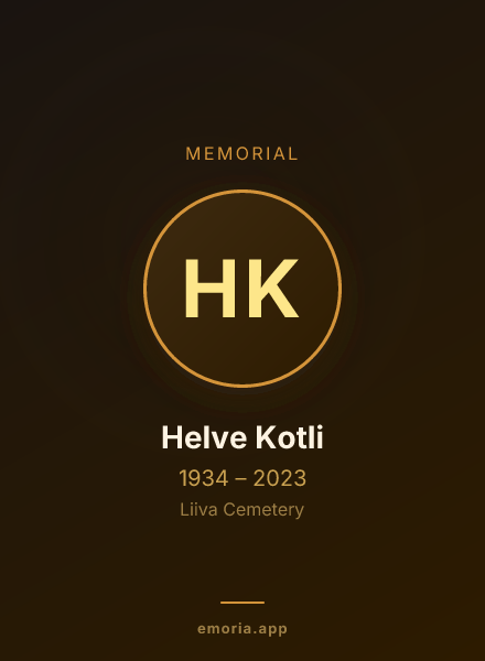 Memorial portrait of Helve Kotli