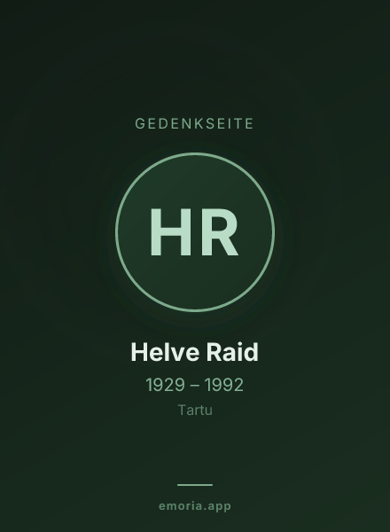 Gedenkportrait von Helve Raid