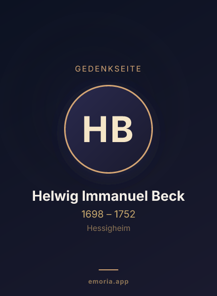 Gedenkportrait von Helwig Immanuel Beck