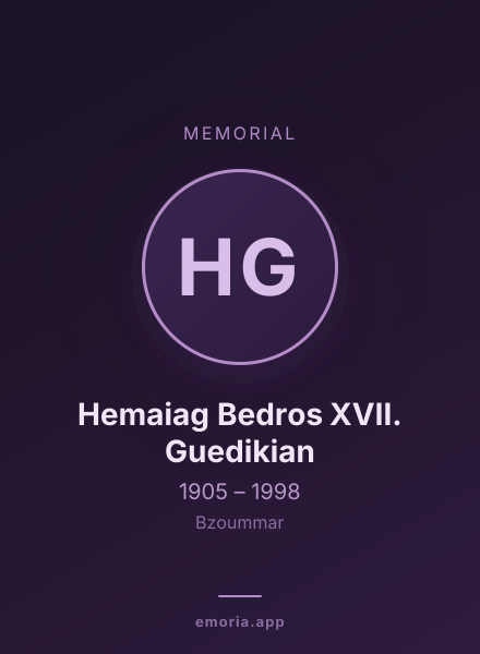 Memorial portrait of Hemaiag Bedros XVII. Guedikian