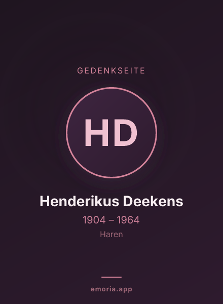 Gedenkportrait von Henderikus Deekens